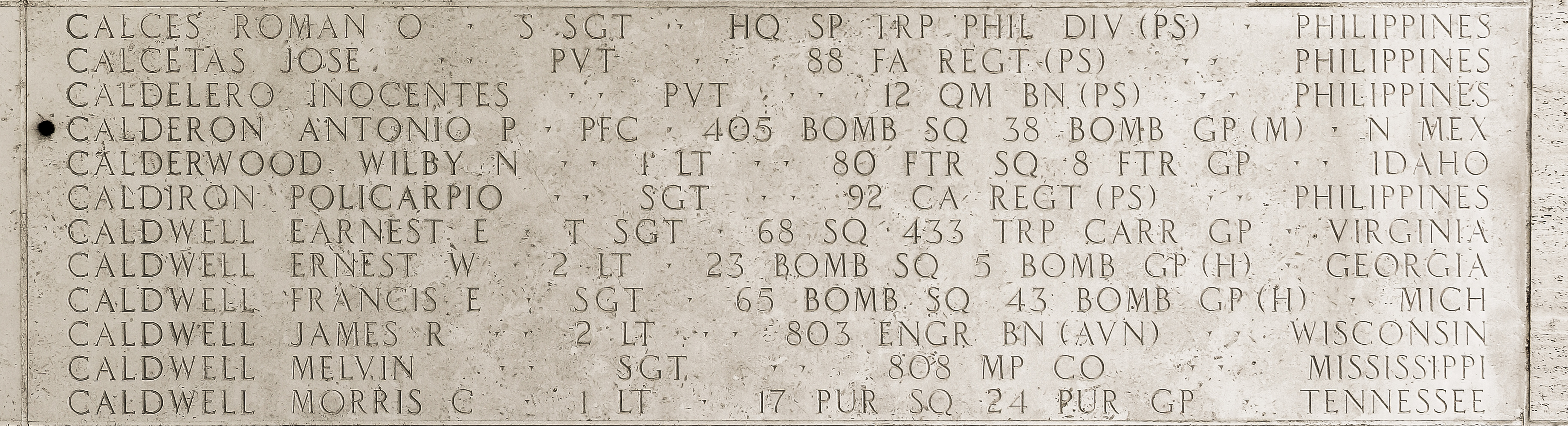 Earnest E. Caldwell, Technical Sergeant